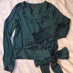 Banana Republic silky green wrap style blouse
